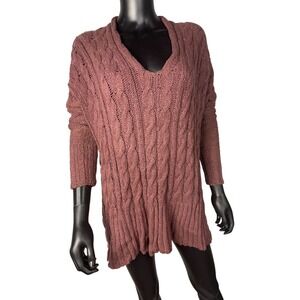 Free‎ people tunic size Xs brown/mocha  color 3/4 sleeve Pullover Crochet